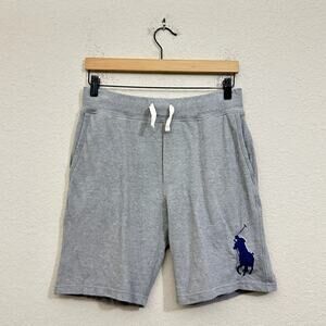 POLO RALPH LAUREN Sweat Shorts Gray Big Pony Pull On Pique Knit Athletic
